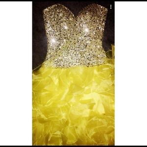 High-low yellow prom dress. Size 2.